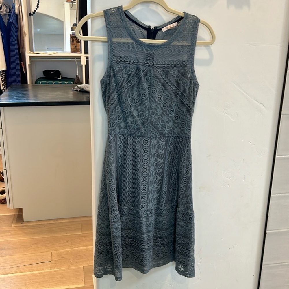 Skies are Blue Lace Overlay Dress